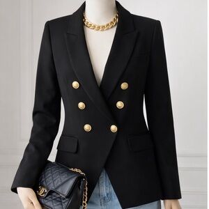 Brand New with Tags! Express Black Double Breasted Blazer Gold Buttons